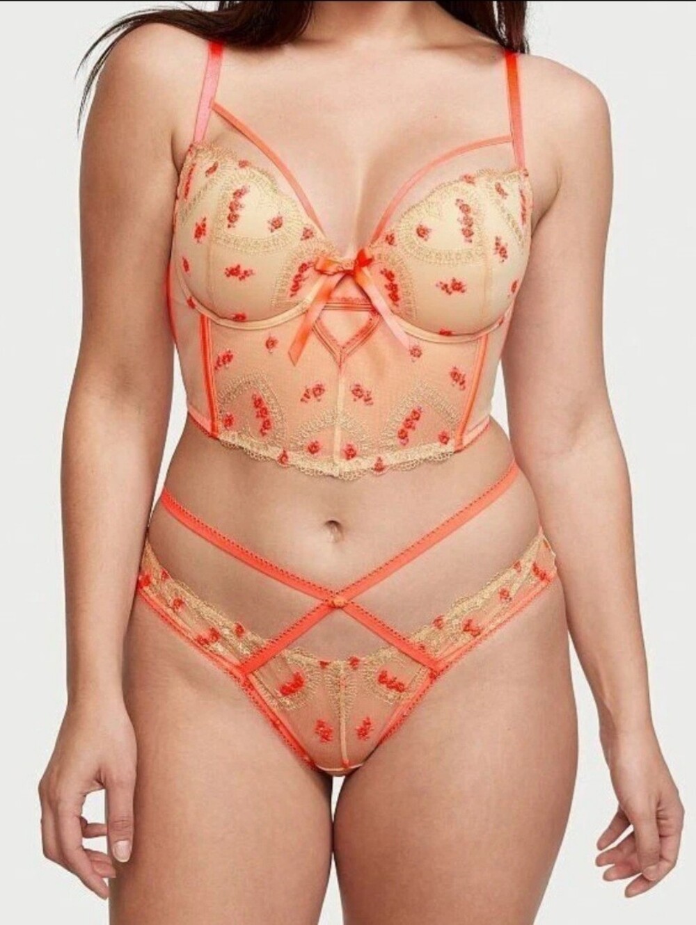 Victorias Secret DREAM ANGELS LIGHTLY LINED HEART EMBROIDERY CORSET BRA TOP  34D - Picture 3 of 10